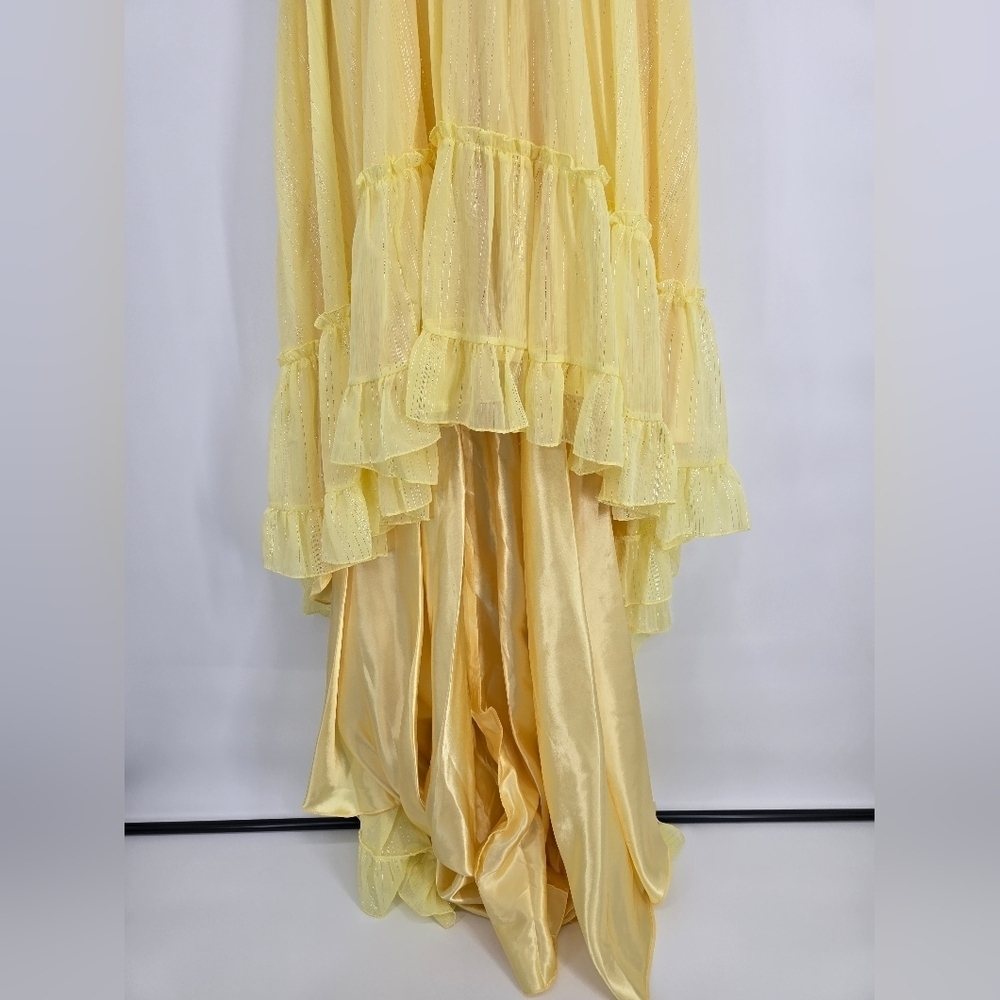 NWT! Mac Duggal, Strapless Beaded High Low Gown, Lemon, MSRP $498 - Picture 9 of 12
